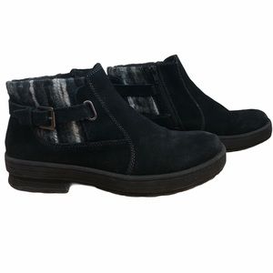 Earth Origins Black Suede Ankle Boots Booties Black & Gray Knit Collar size 10